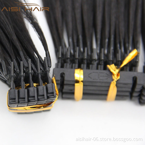 Aisi Hair 18 Inch Double Drawn Russian 6D Human Hair Extension Wholesale Price